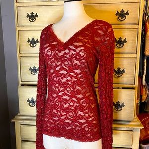 Vintage Y2K MODA Victoria’s Secret M Red Lace Top